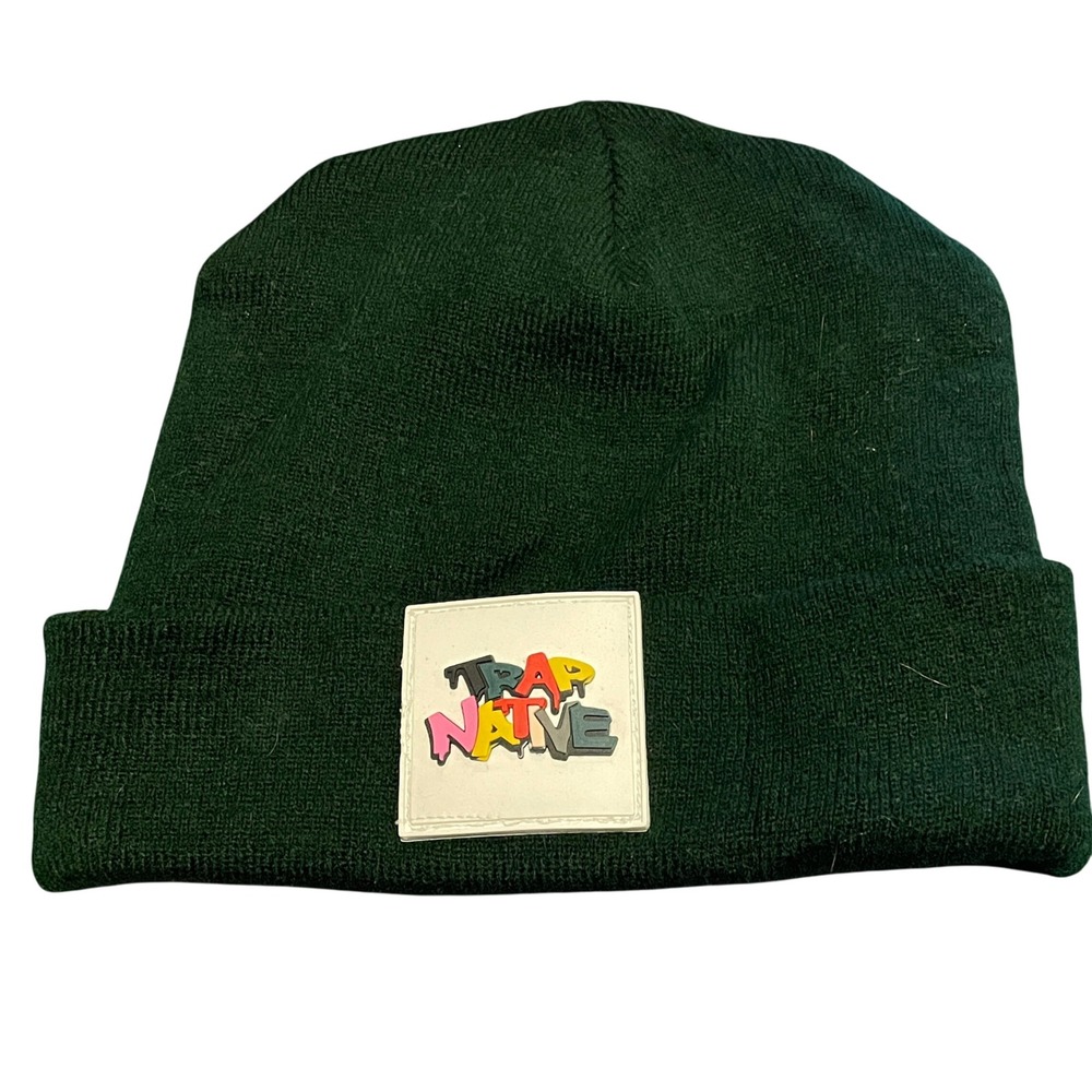 Trap Native Streetwear Beanie‎ Hat Green Embroidered Patch Cuff Winter Warm